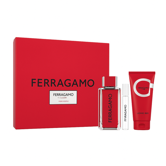 Red Leather by Salvatore Ferragamo 3.4 EDP +Shower Gel + Mini