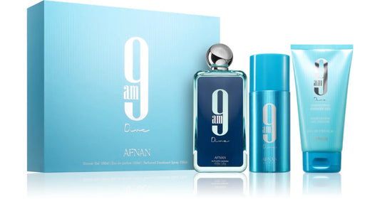 9 AM Dive By Afnan 3.4 EDP + 5.0 Shower Gel + 5.0 DEO Spray